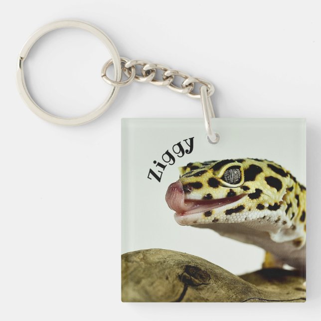 Personalised Leopard Gecko Lizard Keychain (Front)