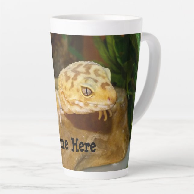 Personalised Leopard Gecko Lizard Latte Mug (Right Angle)