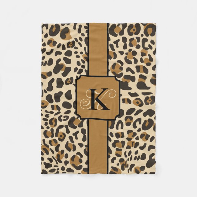 Personalised Leopard Jaguar Animal Print Pattern Fleece Blanket (Front)