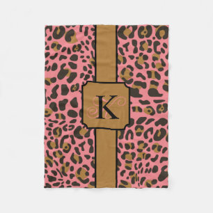 Personalised Leopard Jaguar Animal Print Pattern Fleece Blanket