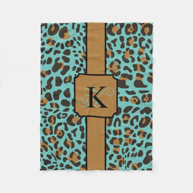 Personalised Leopard Jaguar Animal Print Pattern Fleece Blanket (Front)