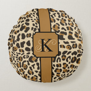 Personalised Leopard Jaguar Animal Print Pattern Round Cushion