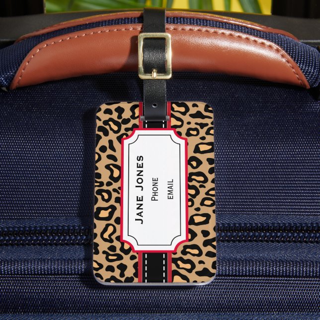 Personalised Leopard Luggage Tag (Front Insitu 2)