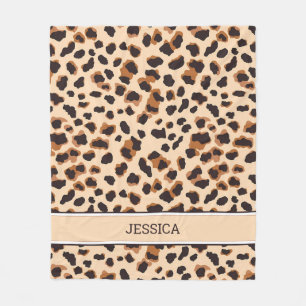 Personalised Leopard Pattern Brown Wild Cat Spot Fleece Blanket