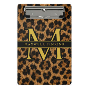 Personalised Leopard Pattern Name Stylish Mini Clipboard
