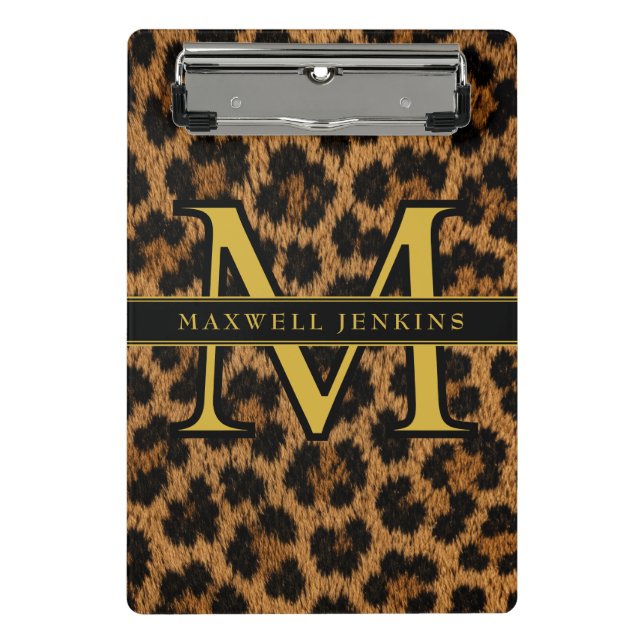 Personalised Leopard Pattern Name Stylish Mini Clipboard (Front)