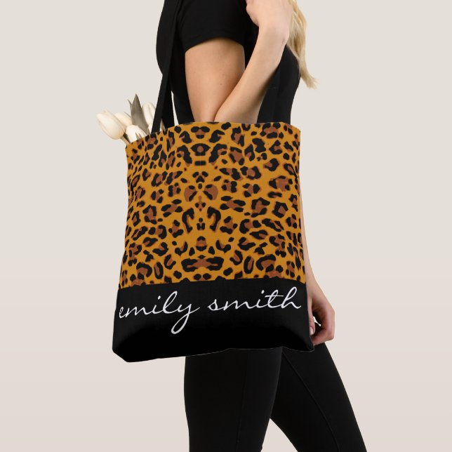 Personalised Leopard Pattern Tote Bag (Close Up)