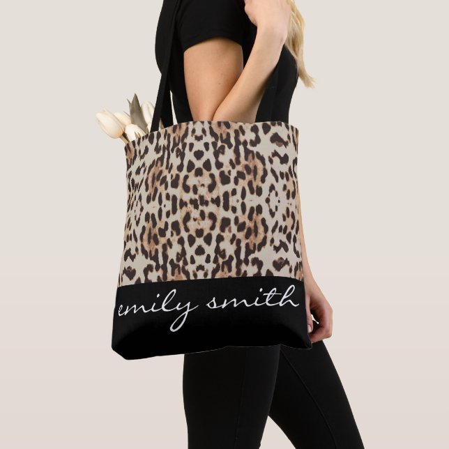 Personalised Leopard Pattern Tote Bag (Close Up)