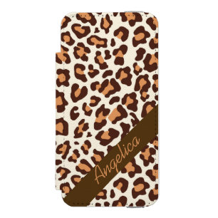 Personalised Leopard Print Brown Tan Cream Case Incipio Watson™ iPhone 5 Wallet Case