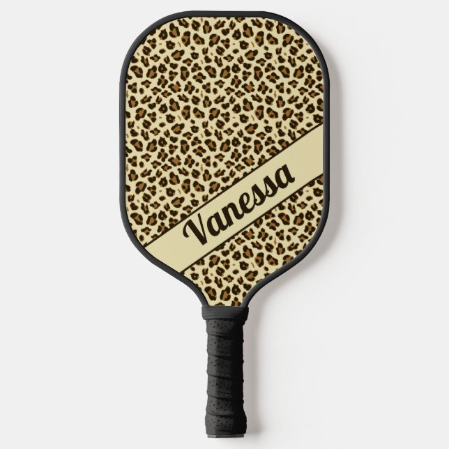 Personalised Leopard Print - Girls Pickleball  Paddle (Front)