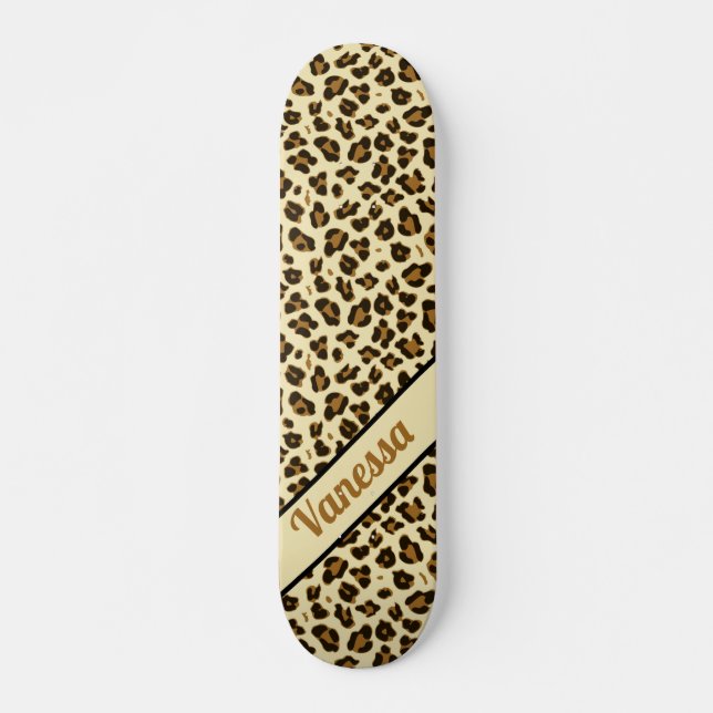 Personalised Leopard Print - Girls  Skateboard (Front)