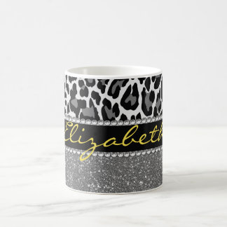 Personalised Leopard Print Glitter Coffee Mug