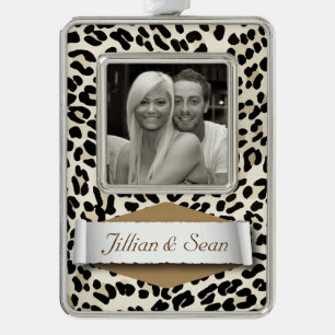 Personalised Leopard Print Holiday Photo Ornament