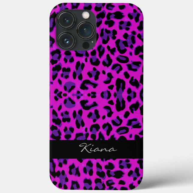 Personalised Leopard Print Magenta Case-Mate iPhone Case (Back)