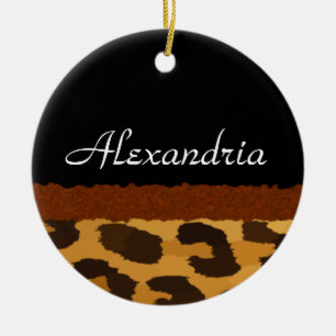Personalised Leopard Print Merry Christmas Ceramic Tree Decoration