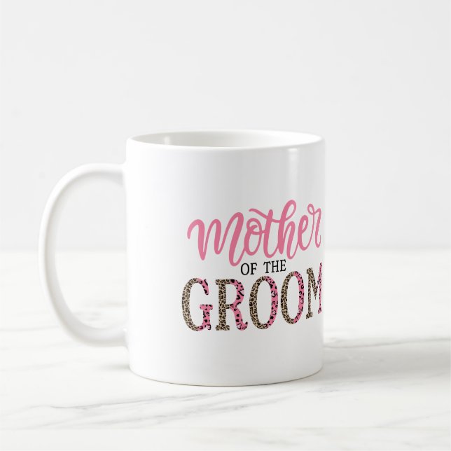 Personalised Leopard Print Mother of Groom Gift  Coffee Mug (Left)