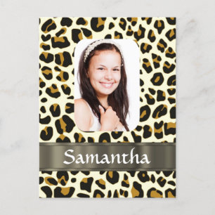 Personalised leopard print postcard