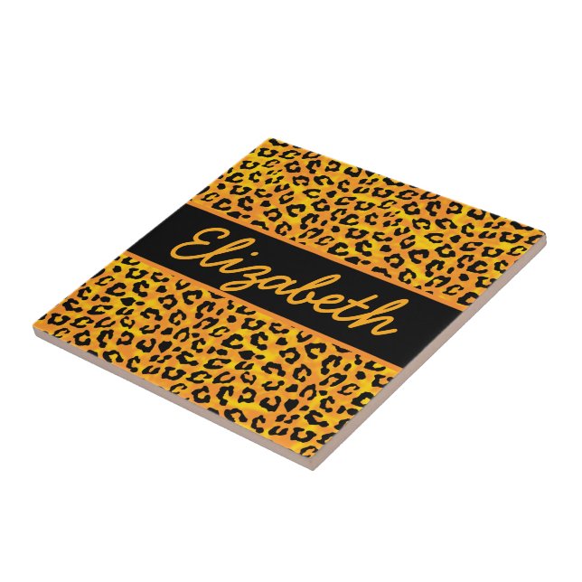 Personalised Leopard Print Tile (Side)
