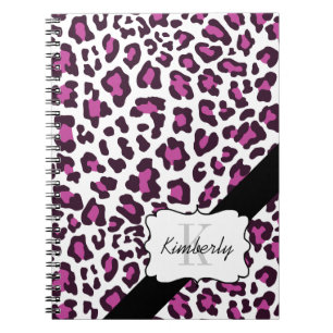 Personalised Leopard Purple Black White Notebook