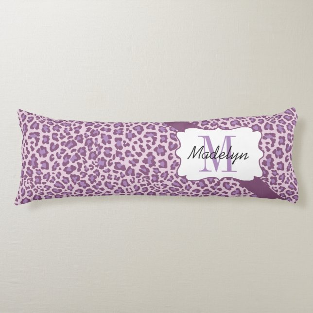 Personalised Leopard Purple Lavender Body Pillow (Front)