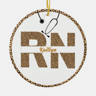 Personalised Leopard R N Nurse Ornament