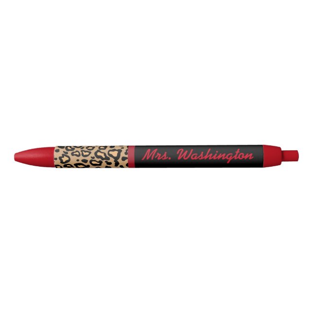 Personalised Leopard Teacher's Writing Pen Gift (Front)