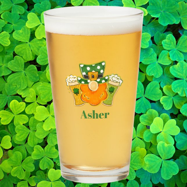 Personalised Leprechaun Shamrock St Patrick’s Day Glass (Creator Uploaded)