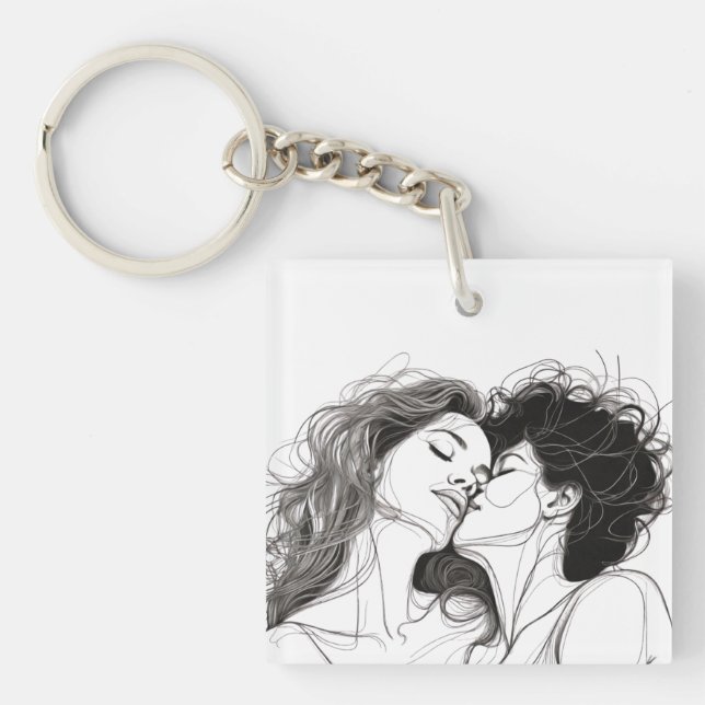 Personalised Lesbian Couple Acrylic Keychain (Front)