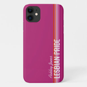 Personalised Lesbian Flag (5-Stripes) Stripes Pink iPhone 11 Case