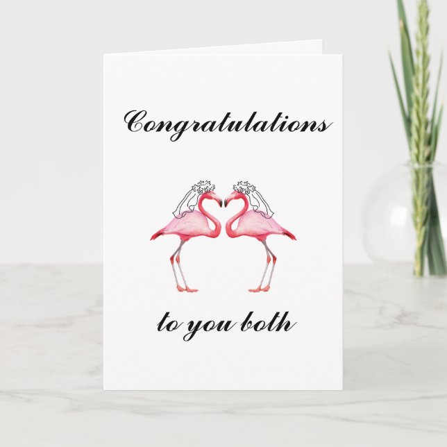 Personalised Lesbian Flamingo Wedding Card (Front)