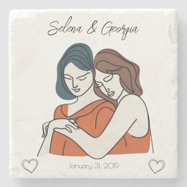 Personalised Lesbian  Stone Coaster (Front)