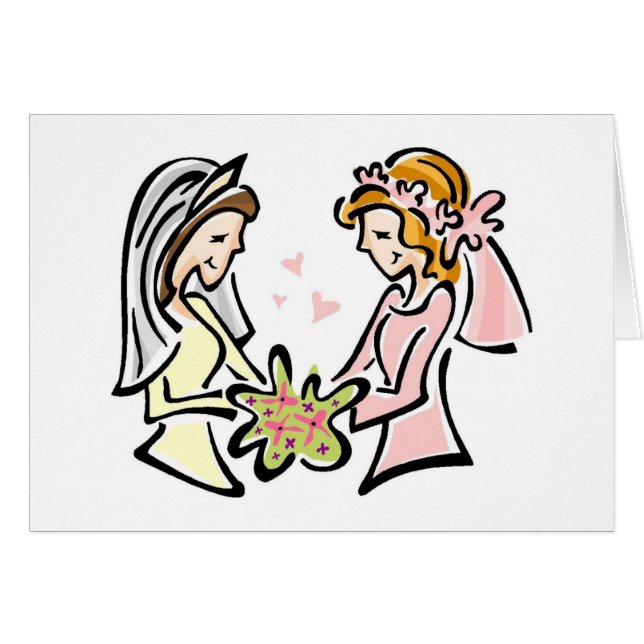 Personalised Lesbian Wedding Card - Add Text (Front Horizontal)