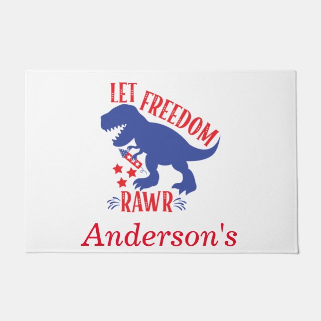 Personalised Let Freedom Rawr Doormat (Front)