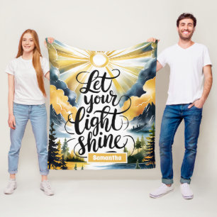 Personalised Let Your Light Shine Christian Fleece Blanket