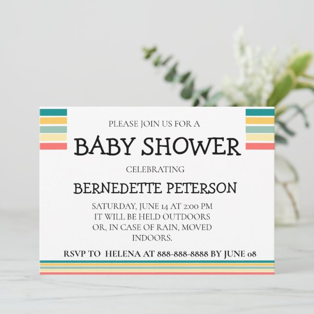 Personalised Let's Get Beachy Baby Shower Invitation (Standing Front)