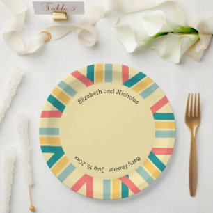 Personalised Let's Get Beachy multicolored Paper Plate