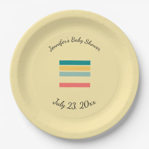 Personalised Let's Get Beachy Yellow Paper Plate