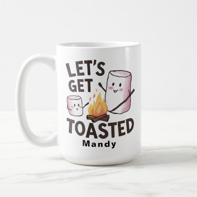 Personalised "Let's Get Toasted" S'mores Camping Coffee Mug (Left)