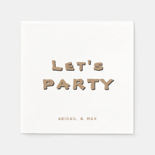 Personalised Let's Party Gold Cocktail Napkin