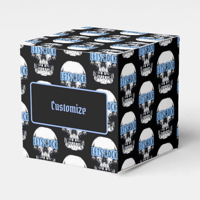 Personalised Let's Rock Skull   Favour Box (Front Side)