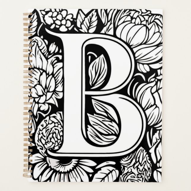 Personalised Letter B Floral Tattoo Designer Planner (Front)