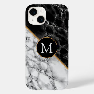 Personalised Letter Black White Marble iPhone Case