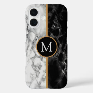 Personalised Letter Black White Marble iPhone Case