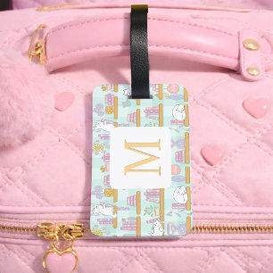 Personalised Letter Cats Library Book Girl Green Luggage Tag