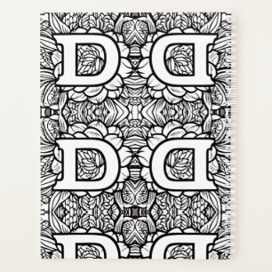 Personalised Letter D Floral Tattoo Black n White  Planner