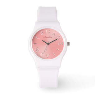 Personalised Letter Dial Rose Gold Pink Gradient Watch