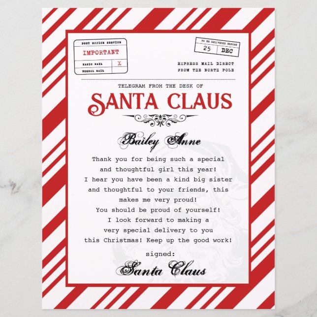 Personalised Letter From Santa (Front)