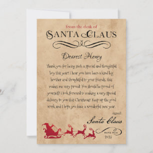 Personalised Letter from Santa Christmas Print Invitation