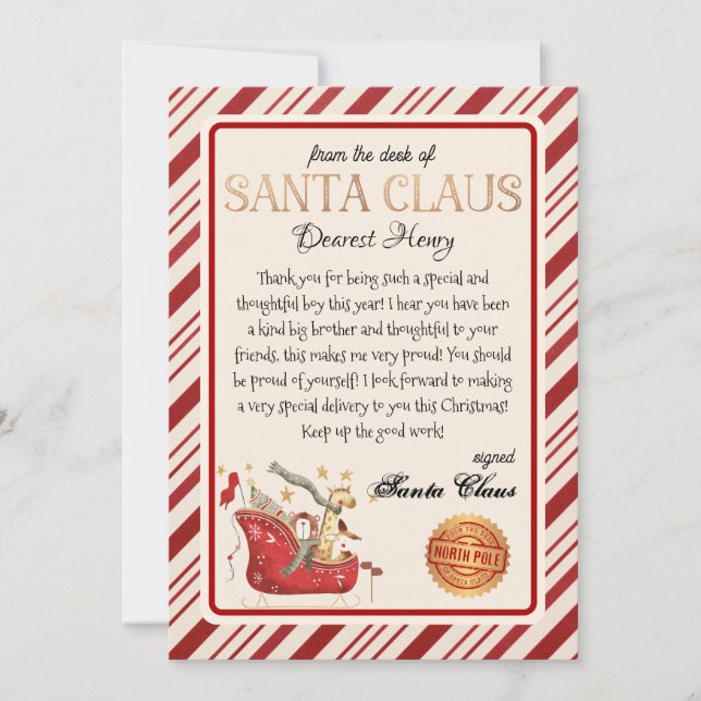 Personalised Letter from Santa Christmas Print Invitation (Front)