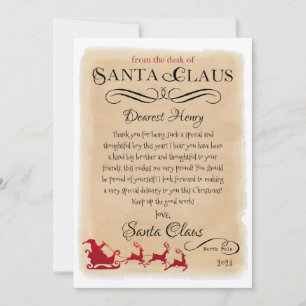 Personalised Letter from Santa Christmas Print Invitation